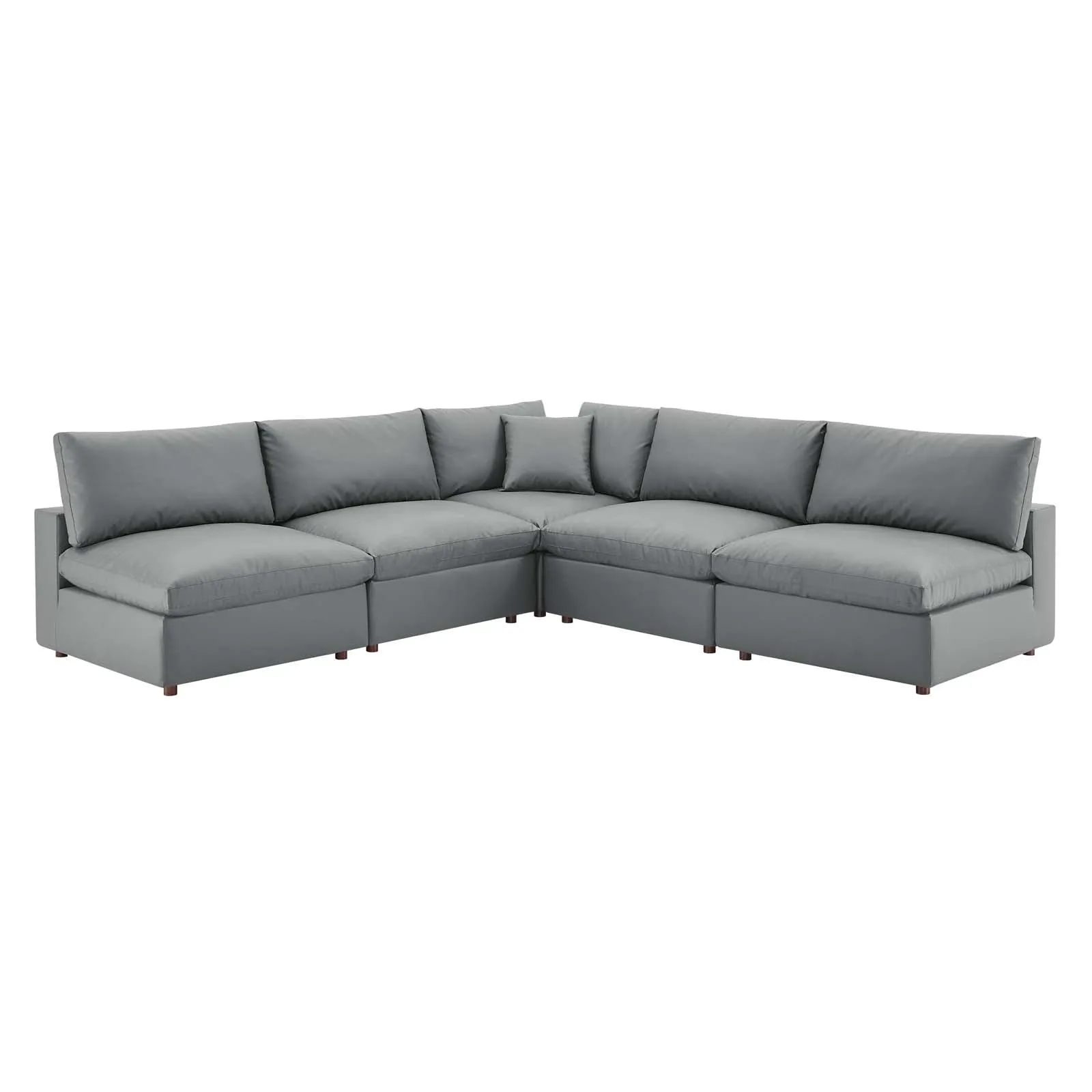 Commix  Down Filled Overstuffed Vegan Leather 5-Piece Sectional Sofa