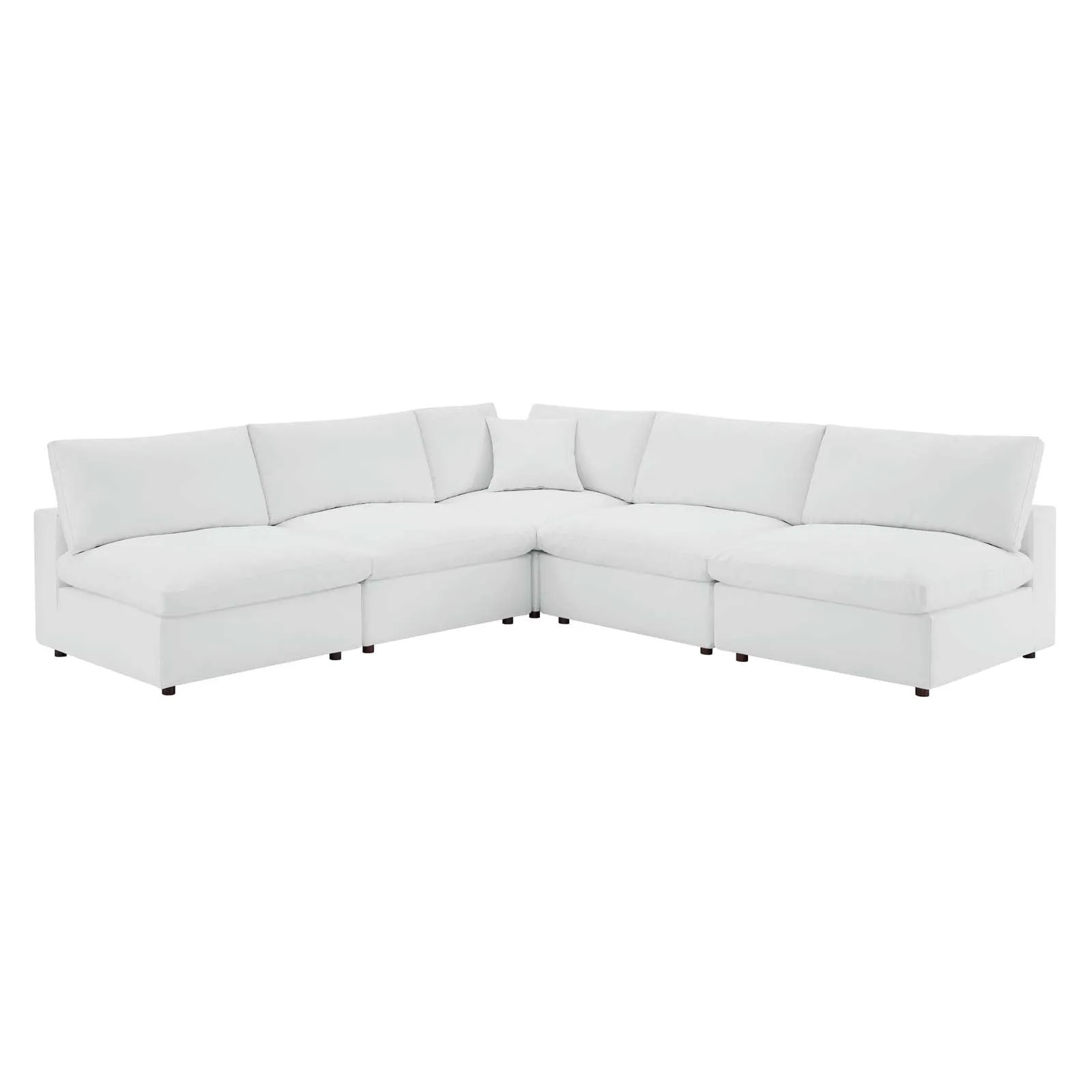 Commix  Down Filled Overstuffed Vegan Leather 5-Piece Sectional Sofa