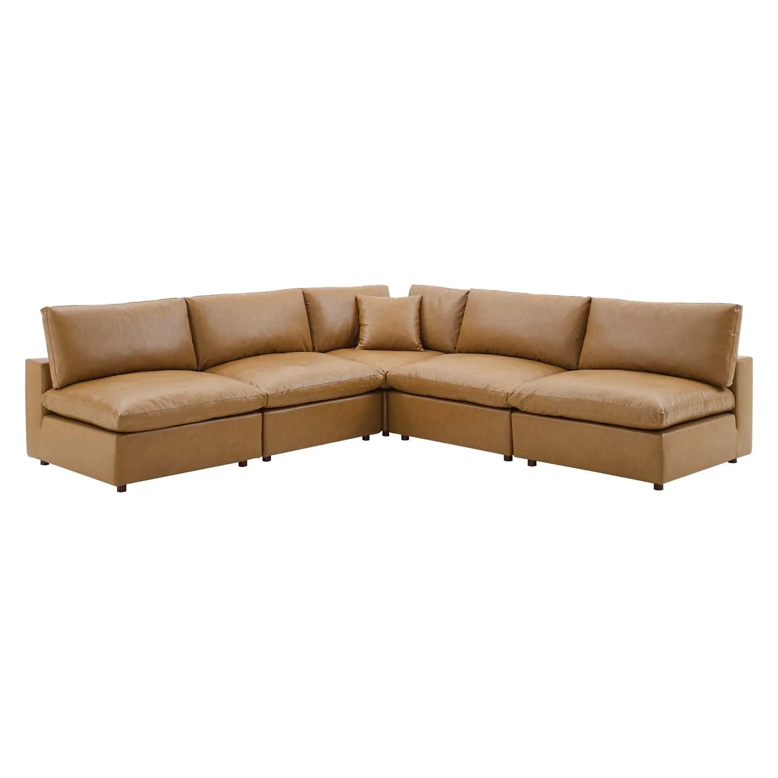Commix  Down Filled Overstuffed Vegan Leather 5-Piece Sectional Sofa