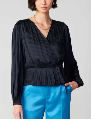 Current Air Pleated Wrap Blouse