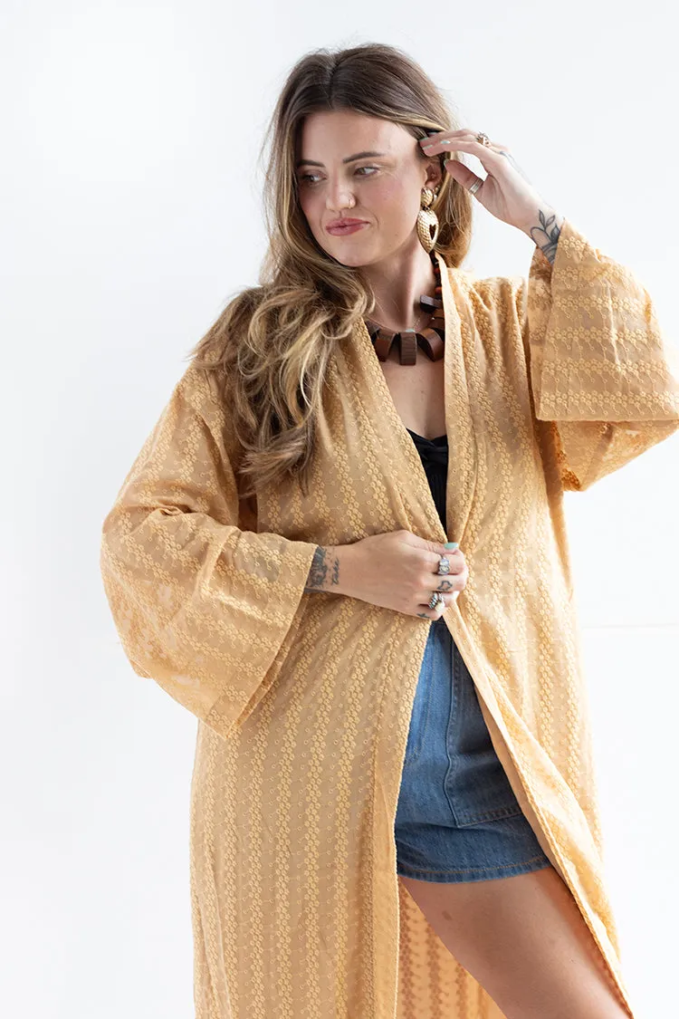 Dark Peach Floral Kimono