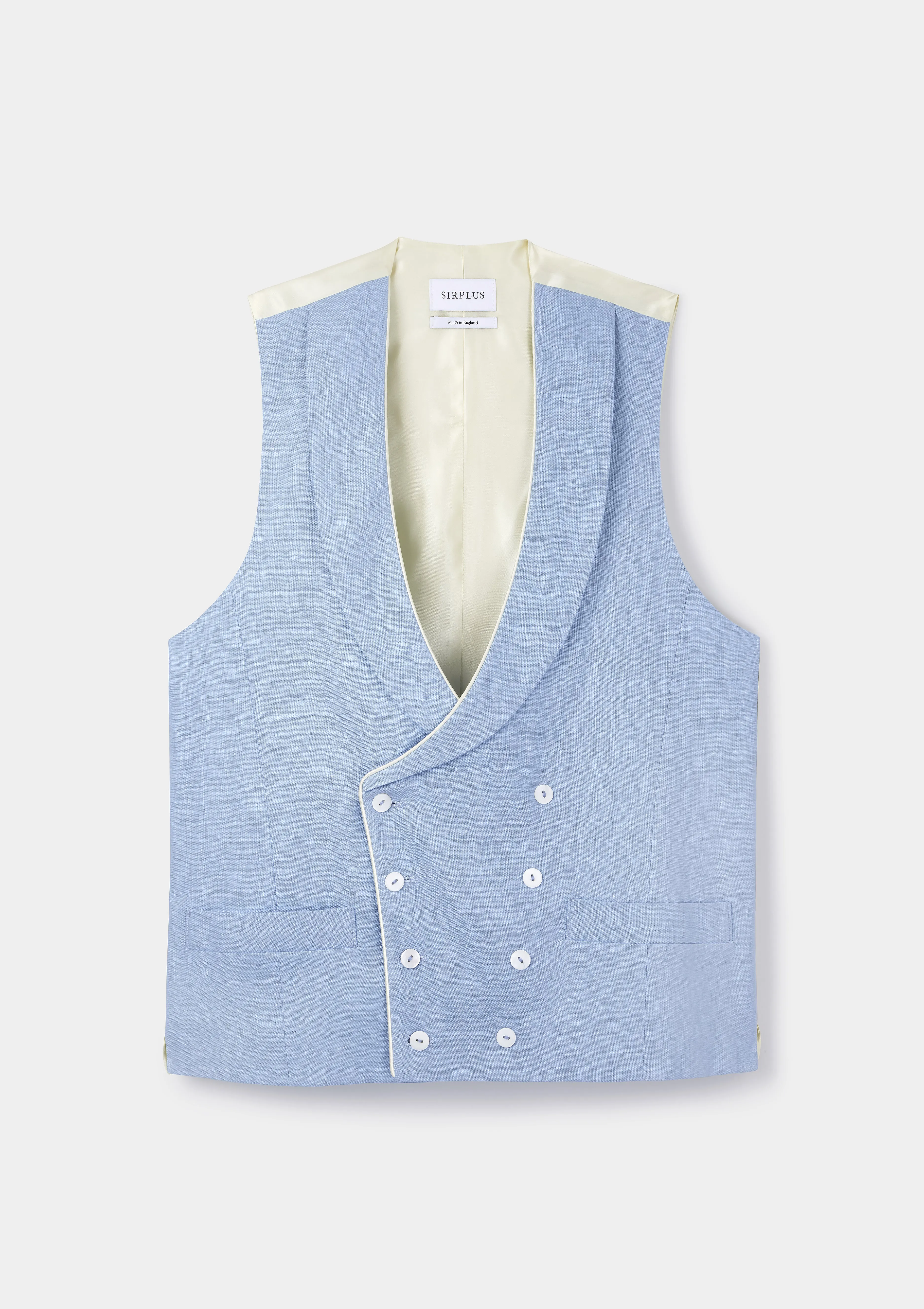 Light Blue Shawl Lapel Double-Breasted Waistcoat